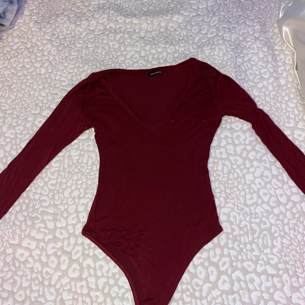 Burgundy Long Sleeve Bodysuit